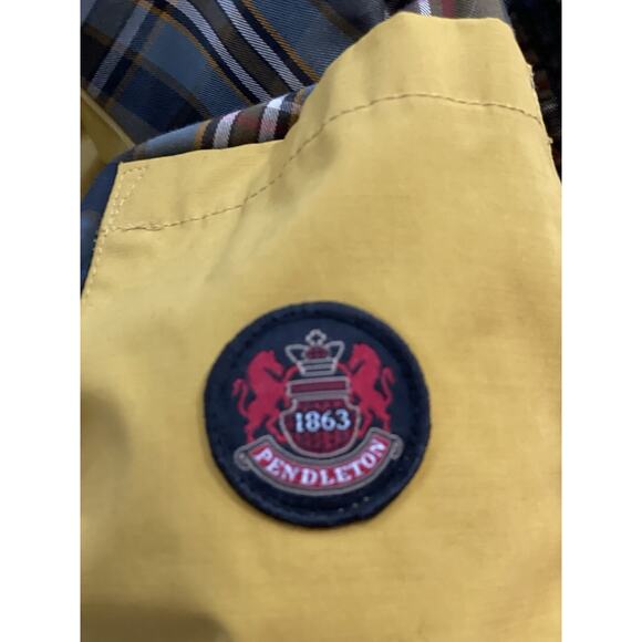 Pendleton Womens Waterproof Hooded Yellow Goldenrod Rain Jacket Plaid Lining- L - Picture 8 of 9